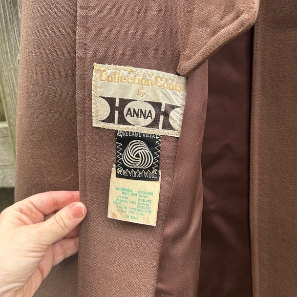Vintage 60s Wool Coat w/ Fur Collar Pure Virgin Wool Belted Brown Long Coat Anna - Picture 11 of 16